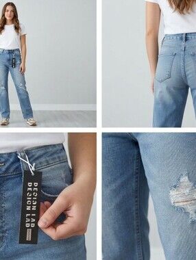 DesignLab (Lord & Taylor) Distressed Light Wash Jeans Women Size 31 Ellie Wash